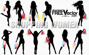 Shopping Women Silhouettes Vector Preview