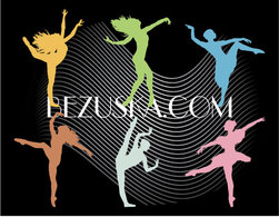 Silhouettes of women dancing artistically. Preview