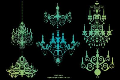 Six Vintage Vector Chandeliers Preview