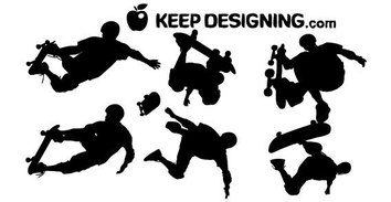 Skateboarders free vector silhouettes