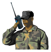 Soldier with walkie talkie radio Preview