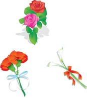 Flowers & Trees - Stalk of roses with ribbon 