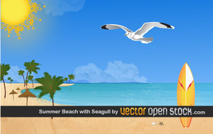 Summer beach with Seagulls Preview