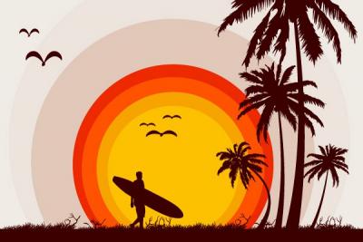 Sunset Beach Vector Illustration Preview