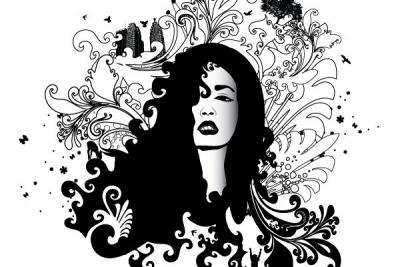Abstract - Swirly Curls Girl Vector 