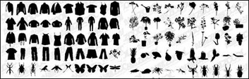 T-shirt, pants, flowers, plants, insects vector material Preview