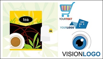 Tea packaging and logo template vector material