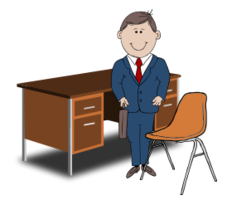 Teacher / Manager between chair and desk Preview