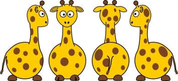 Cartoon - Tobias Cartoon Giraffe Front Back And Side Views clip art 