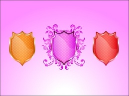 Trendy Illustration IÃƒÂ¢Ã¢â€šÂ¬Ã¢â€žÂ¢ve created for Dezignus. Glossy shield, decorated with floral ornaments, diamonds and pleasant ...
