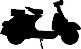 Two Silhouette Cartoon Transportation Bike Motorcycle Logo Piaggio Vespa Wheeler Two Wheeler Motor Bike