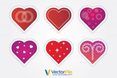 Valentine’s Vector Hearts Stickers Preview