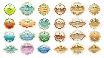 Variety of crystal material style label vect Preview