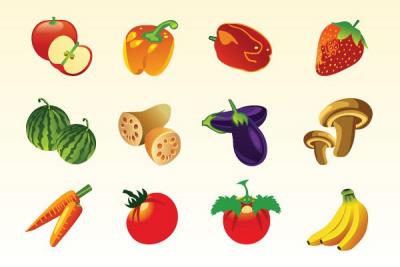 Various Fruits and Vegeatbles Vector Preview