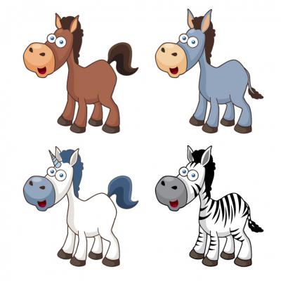 Vector Cartoon Horse Icons Preview