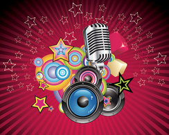 Vector Music Background with Speaker and Microphone Preview