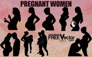 Vector Pregnant Woman Silhouettes Preview