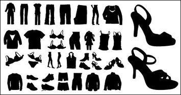 Vector silhouette of clothing and shoes Preview