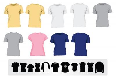 Vector T-shirt Templates and T-shirt Icons Preview