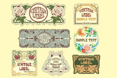 Vintage Art Nouveau Vector Labels Preview