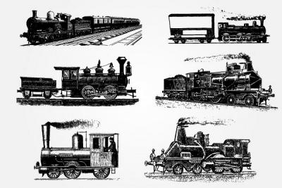 Transportation - Vintage Trains Vector 