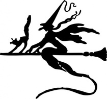 Animals - Witch On A Broom Stick clip art 