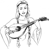 Woman Playing Lute clip art Preview