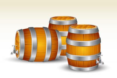 Wooden Barrels Vector Preview