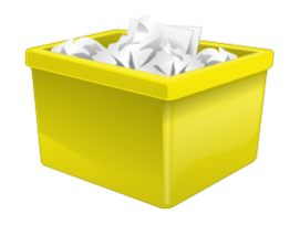 Yellow Plastic Box Filled With Paper